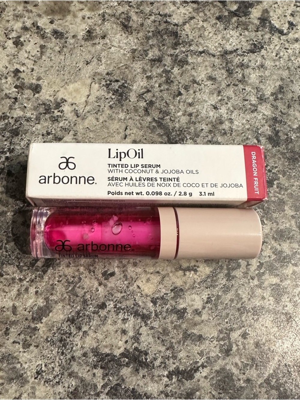 NEW Arbonne Lip Oil Tinted Lip Serum Dragon Fruit Gloss Balm 7973 2.8 g